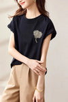 Black Cotton Bright-Days Short Sleeve T-Shirt