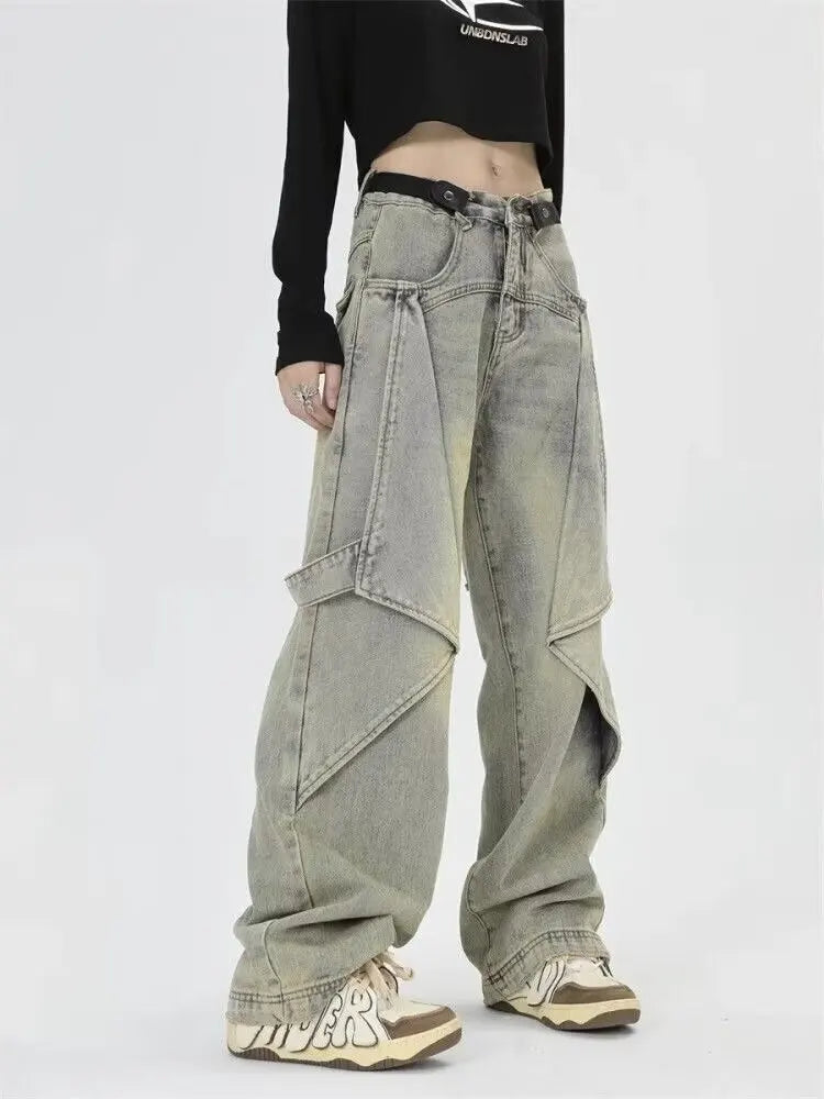 Snuggle-Ready Mosaic Denim Bell Leg Denim