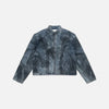 Crinkle Spray-Paint Denim Zip Jacket