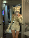 Neck Slash Print Letter Sexy T-Shirt