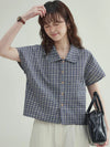Plaid Loose Vintage Street Summer Blouse