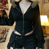 Dark Autumn Winter Faux Fur Sweatshirt