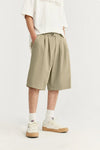 Sleek Pintuck Suit Denim Shorts