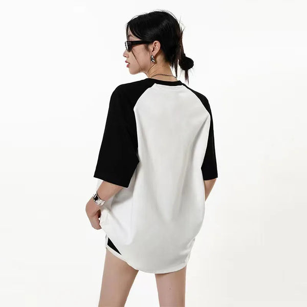 Washed-Out Relaxed-Cut Cartoon Print Round T-Shirt alternatif görünüm