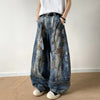 Flexible Patched Strap Relaxed Bell Leg Denim