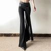 Solid High-Rise Leather Flare