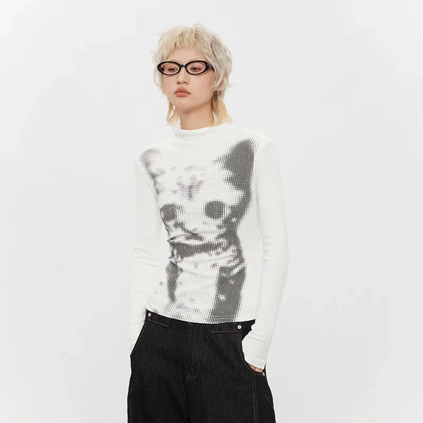 Print Feline Print Long Sleeve T-Shirt alternatif görünüm