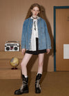 Chic Oversized Faded Hooded Denim Jacket