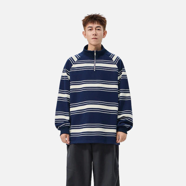 Stripe Drop Half-Zip Sweatshirt