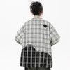 Womens Plaid Mix Panel Woven Top