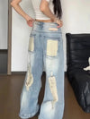 Women Faded Heritage Western Rinse Wide Denim