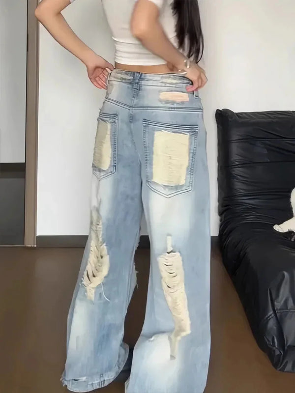 Women Faded Heritage Western Rinse Wide Denim alternatif görünüm