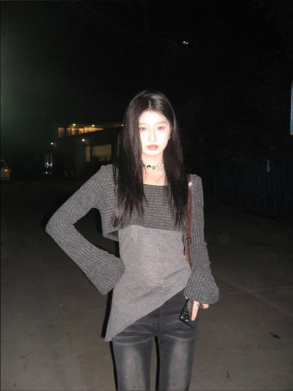Classic-Wash Halter Autumn Long Sleeve T-Shirt alternatif görünüm