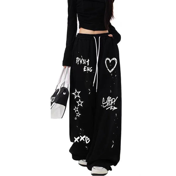 Graffiti Sweatpants Wide-Leg