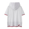 New-Millennium Metamorphosis Print Hooded Short Sleeve Ripped T-Shirt