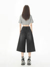 Women Casual Sleek Black Wide Leg Denim Shorts