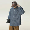 Cobalt Stripe Oversized Denim Top