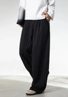 Vintage Wide Leg Çizgili Pantolon, yakın çekim — Navra Wear