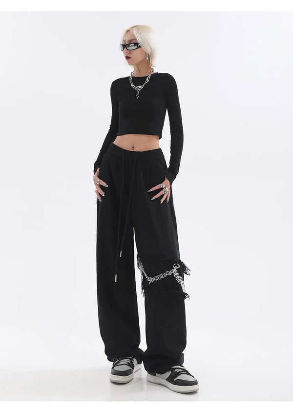 Chain Detail Oversized Bottoms