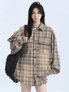 Fringe Plaid Street Vintage Long Blouse