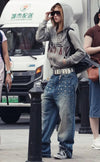 Heritage Rinse Stud Design Bell Leg Denim