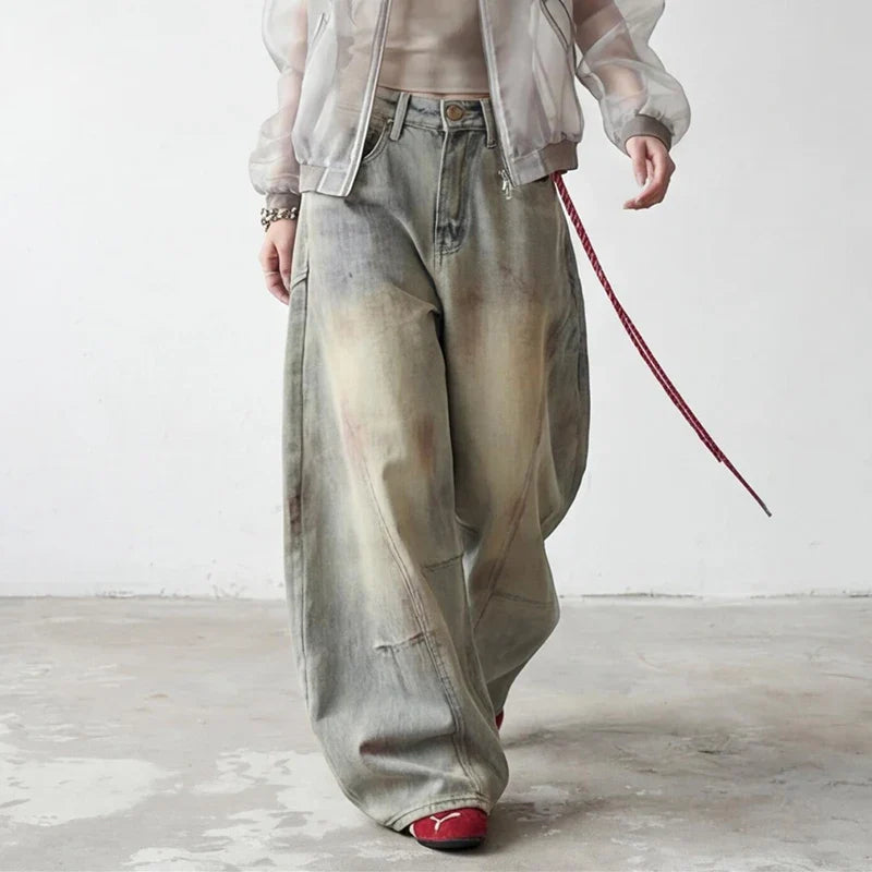 Classic Dirty Western Style Bell Leg Denim