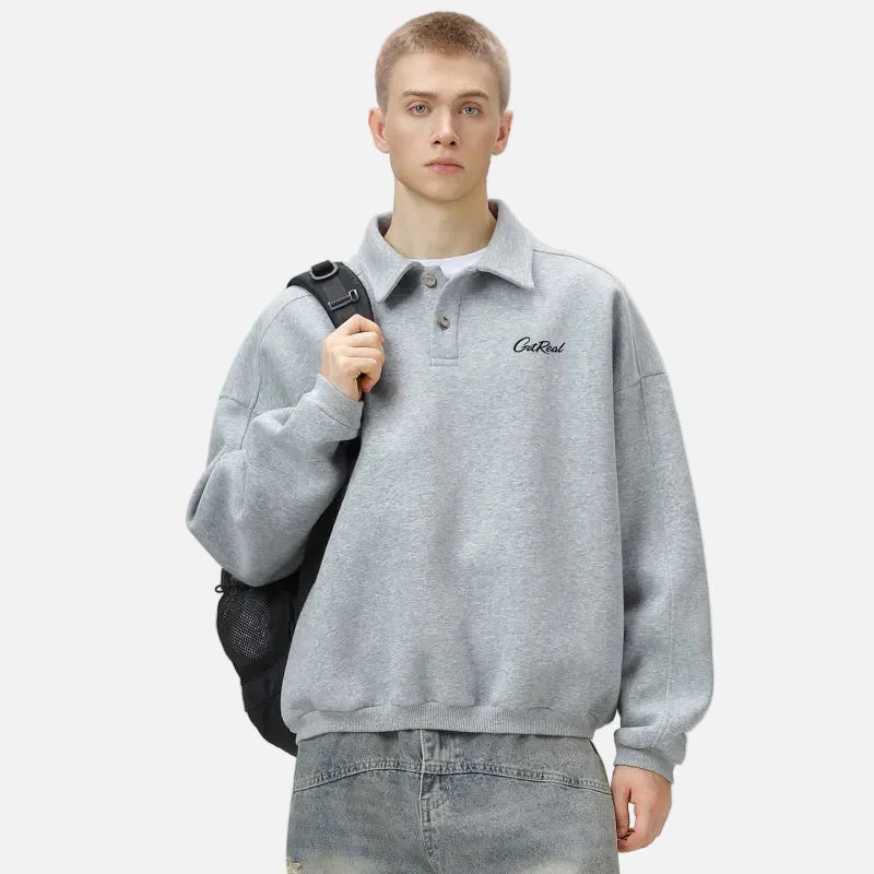 Fall Script Fold Collar Sweatshirt
