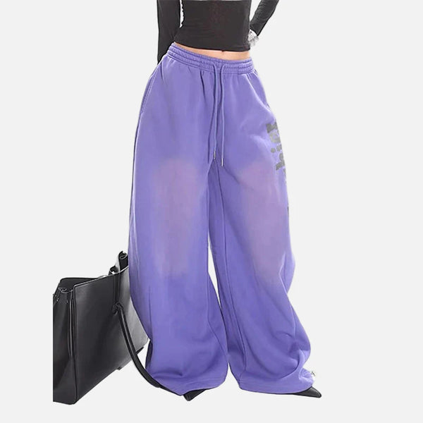 Y2K Wide Leg Gotik Baskılı Jogger, önden görünüm — Navra Wear