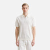 Lightweight Line-Pattern Sport-Collar Laid-Back T-Shirt