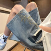 Relaxed Stitched Denim Shorts