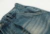 Vintage Yıkanmış Yırtık Detaylı İspanyol Paça Jean Pantolon, yakın çekim — Navra Wear