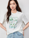 Comfortable Breezy-Cut Bright-Days Round T-Shirt