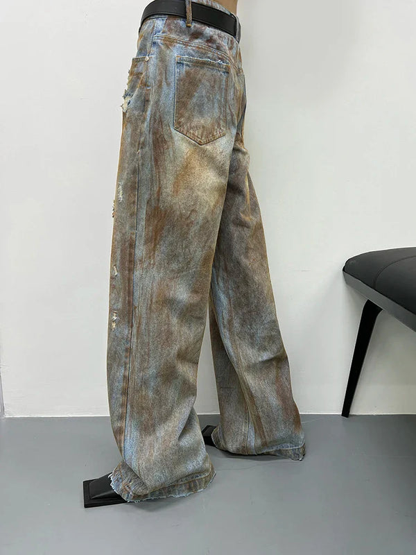 Blue Batik Aesthetic Relaxed Denim alternatif görünüm