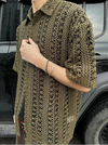 Chic Army Green Knitted Hollow Cardigan