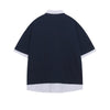 Everyday Unstructured Fit Fake Two-Piece Letter Print Collar-Knit T-Shirt