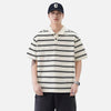 Artistic Stripe Sport-Collar Short Sleeve T-Shirt