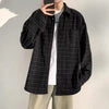 Mens Corduroy Plaid Hip Hop Retro Top