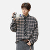 Color Splice Plaid Retro Long Shirt
