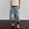 Style Meets Comfort Relaxed Straight Utility Denim Shorts