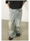 High End Blue Relaxed Torn Denim