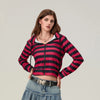 Crimson Stripe Zip Vintage Top