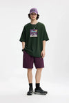 Block-Color Color Mountain Illustrated T-Shirt