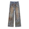 Baggy Batik Desenli Jean Pantolon, yakın çekim — Navra Wear