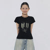 Torn-Vibe Aesthetics Retro-Faded Print Short T-Shirt