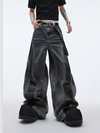 2000s Heritage Black Cyber PU Leather Denim