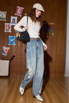 Durable Faded High-Rise Bell Leg Denim