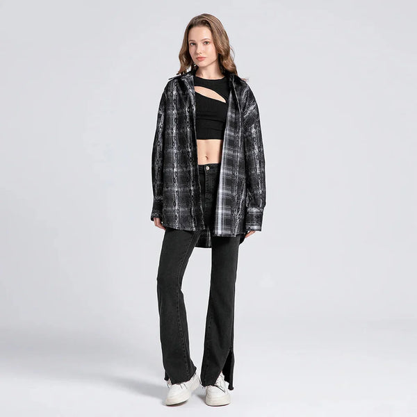 Heritage Plaid Womens Overshirt Long Top