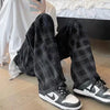 Hip-Hop Cord Plaid Wide-Leg