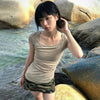 Throwback Raw-Edge Aesthetics Irregular Knitted T-Shirt
