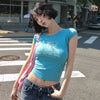 Spicy Divine-Crest Print Bubble Short Sleeve T-Shirt